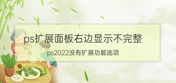 ps扩展面板右边显示不完整 ps2022没有扩展功能选项？